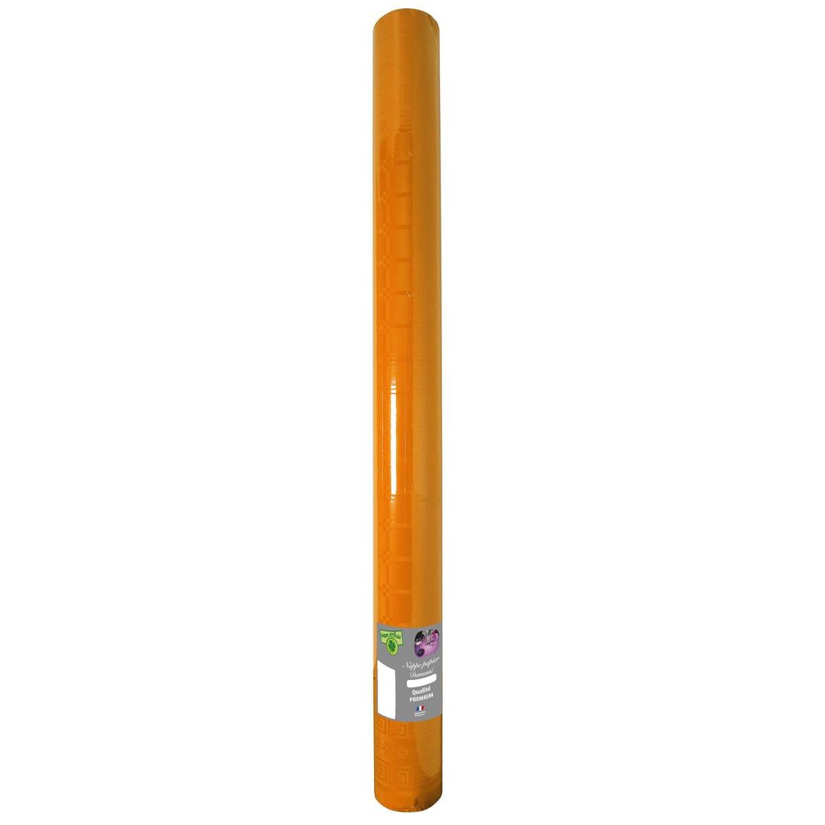 Nappe effet damassé - Papier - 6 m x 120 cm - Orange Nappe effet damassé - Papier - 6 m x 120 cm - Orange