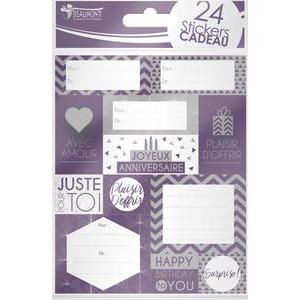 24 stickers cadeau - Violet
