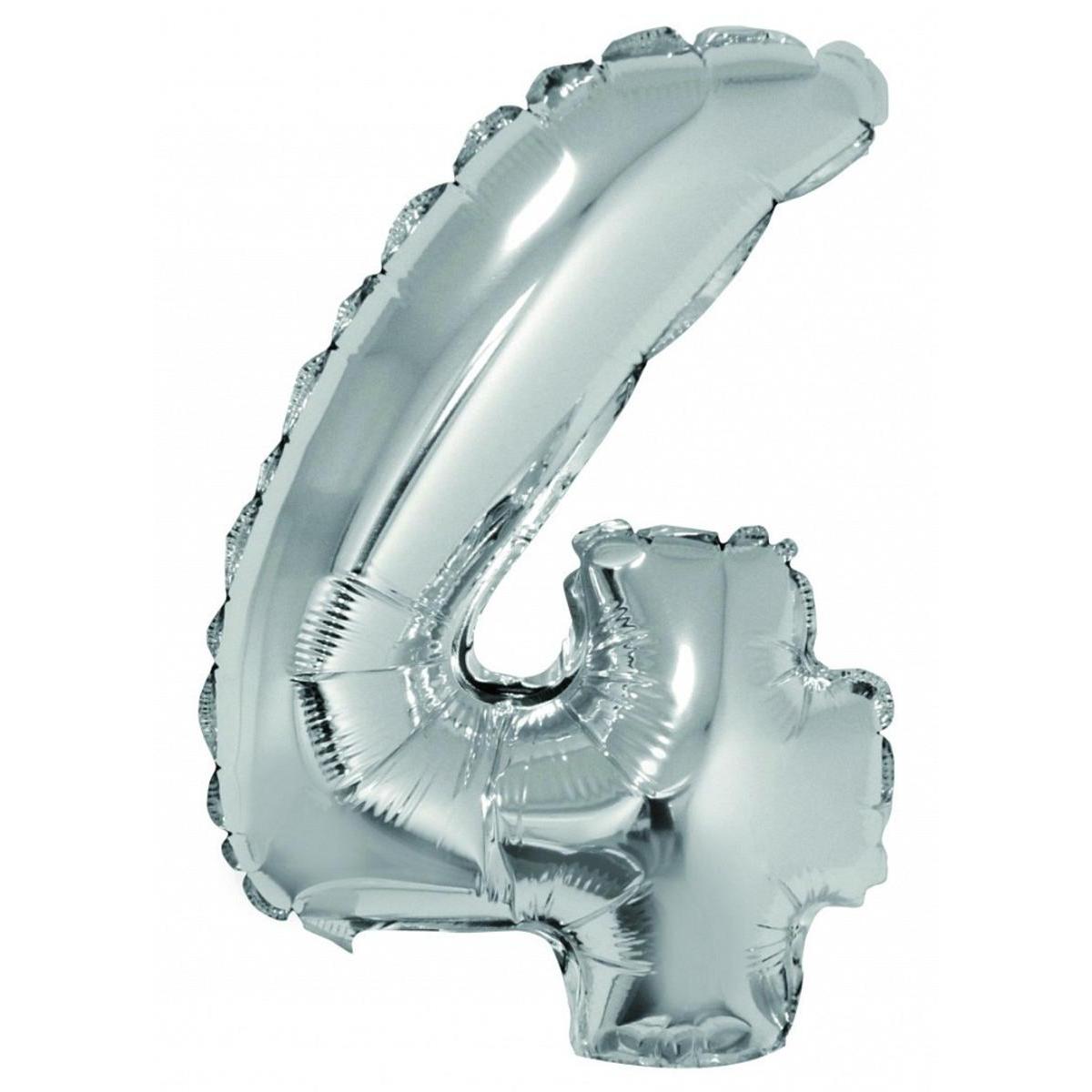 Ballon chiffre 4 - H 40 cm - Argent - C'PARTY