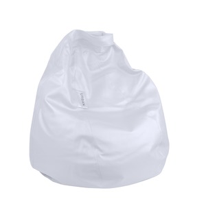 Pouf Blanc en forme de poire imitation cuir - 60 x 60 x 75 cm - Blanc