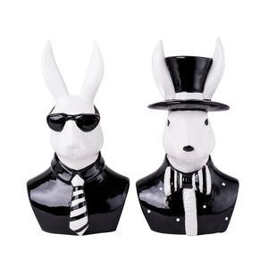 Statue buste de lapin - Dolomite - 16 x 14,5 x H 28,9 cm - 2 modèles au choix