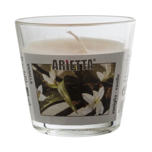 Bougie parfumée vanille dans son pot - Diamètre 9 x H 8 cm - Rouge, transparent