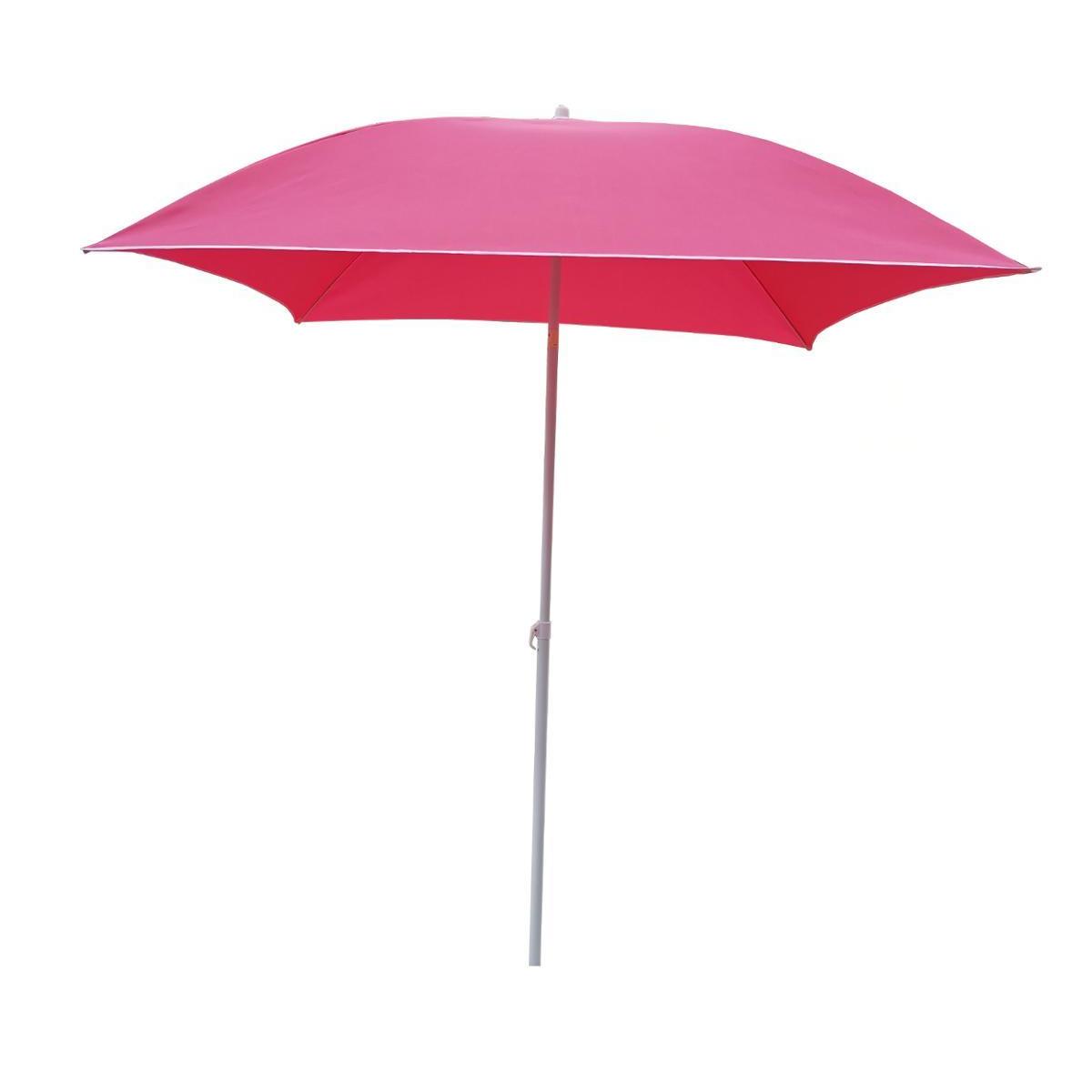 Parasol de plage carré Helenie - 180 x 180 x H 200 cm - Rose framboise