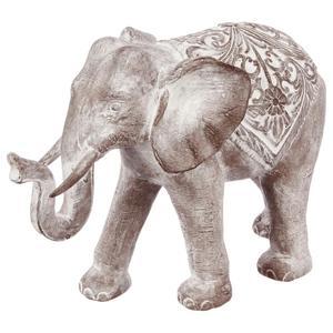 Éléphant blanchi - H 30 cm - Gris, blanc