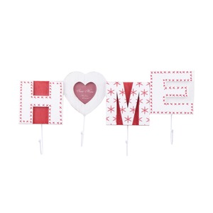 Patère lettres Home - 40 x H 20 cm - Blanc, Rouge