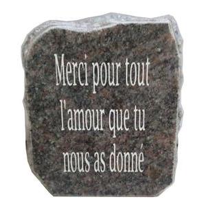 Plaque funéraire en granit - 10 x 12 cm - Marron