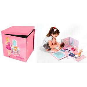 Boîte jeu princesse - 28 x H 28 x 28 cm - Rose, multicolore