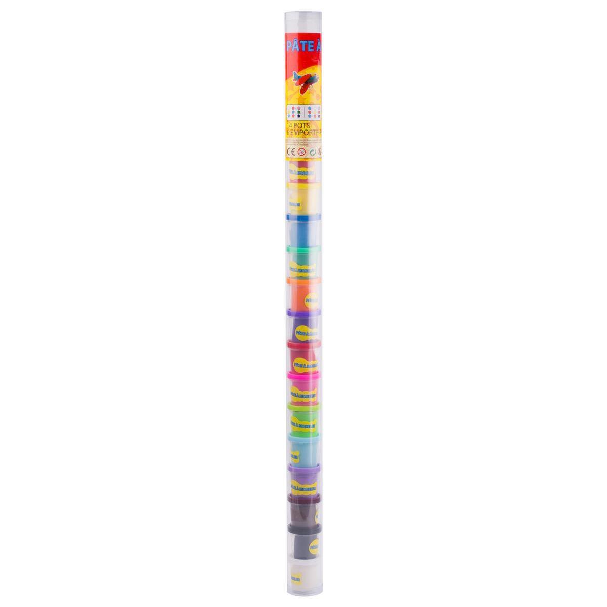 14 pots de pâte à modeler + 6 emporte-pièces - Ø 6 x H 100 cm - Multicolore 14 pots de pâte à modeler + 6 emporte-pièces - Ø 6 x H 100 cm - Multicolore