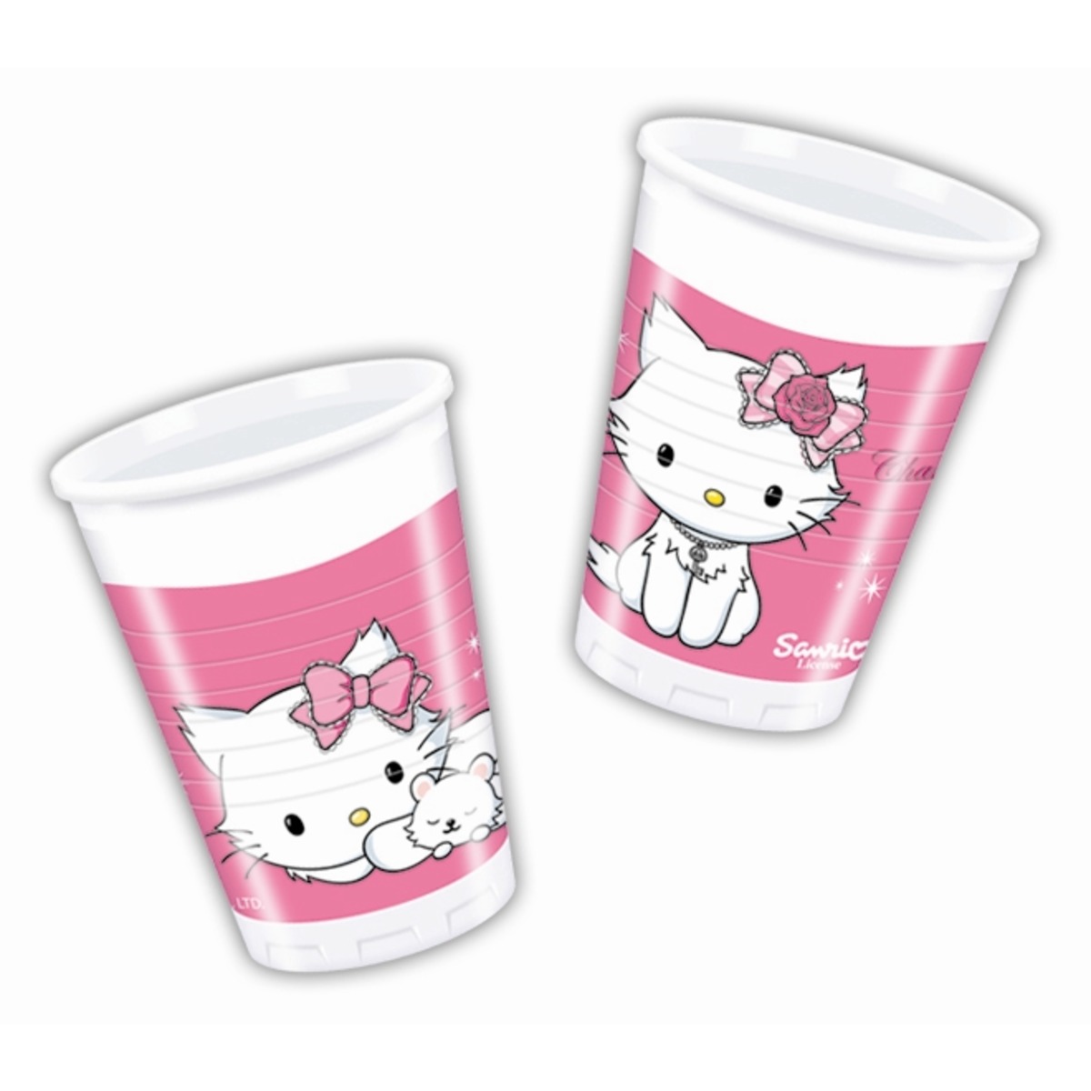 Lot de 10 gobelets Charmmy Kitty en polypropylène - 7 x 7 x 8 cm - Multicolore