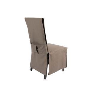 Housse de chaise dos droit - Polyester - 45 x 45 x H 100 cm - Marron taupe