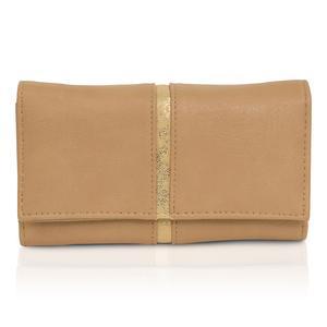 Portefeuille synthétique 3 volets poche zippée + pression - L 18 x H 10 x 3 cm