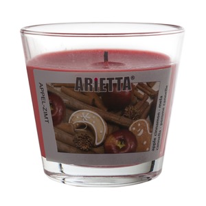 Bougie parfumée cannelle dans son pot - Diamètre 9 x H 8 cm - Rouge, transparent