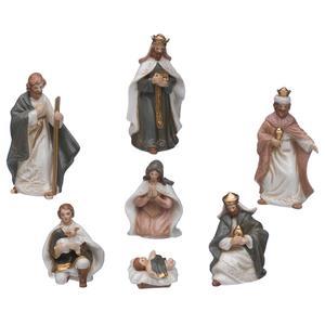 7 santons en porcelaine - H 4 à 12.5 cm - Multicolore