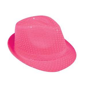 Chapeau Borsalino à sequins - Taille adulte - L 27 x H 11 x l 21 cm - Rose - PTIT CLOWN