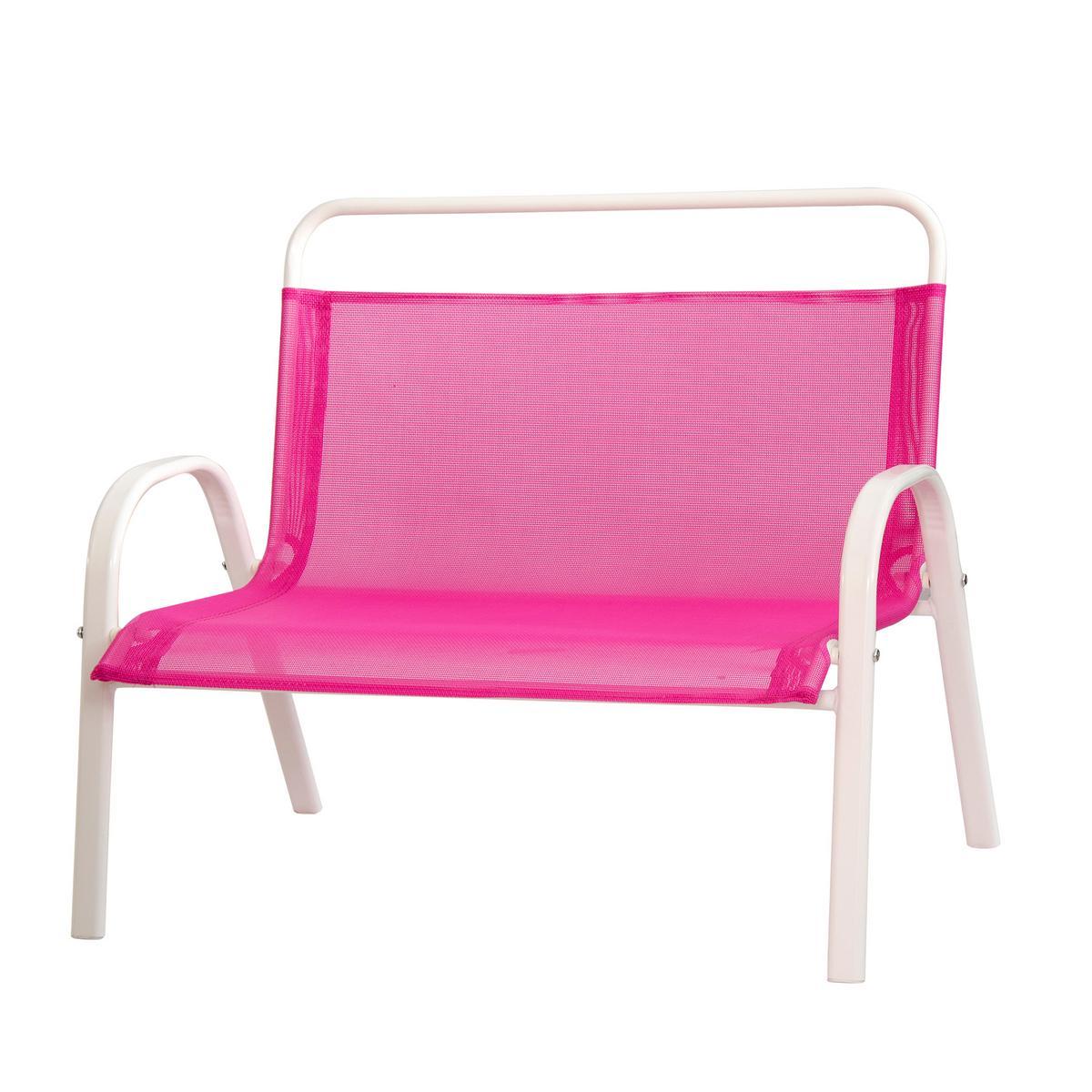 Banc enfant - Acier et textilène - 70 x 45 x H 59 cm - Vert, bleu ou rose Banc enfant - Acier et textilène - 70 x 45 x H 59 cm - Vert, bleu ou rose