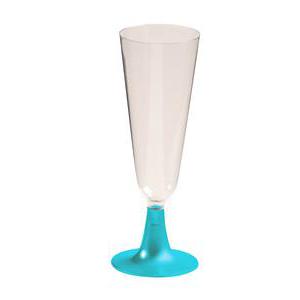 Lot de 8 flûtes - plastique - 13 cl - Bleu turquoise