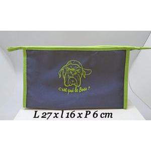 Trousse de toilette imprimée - L 27 x H 6 x l 16 cm - Gris, vert