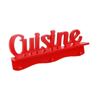 Porte-serviettes rouge avec 3 crochets Cuisine - 39 x 16 cm