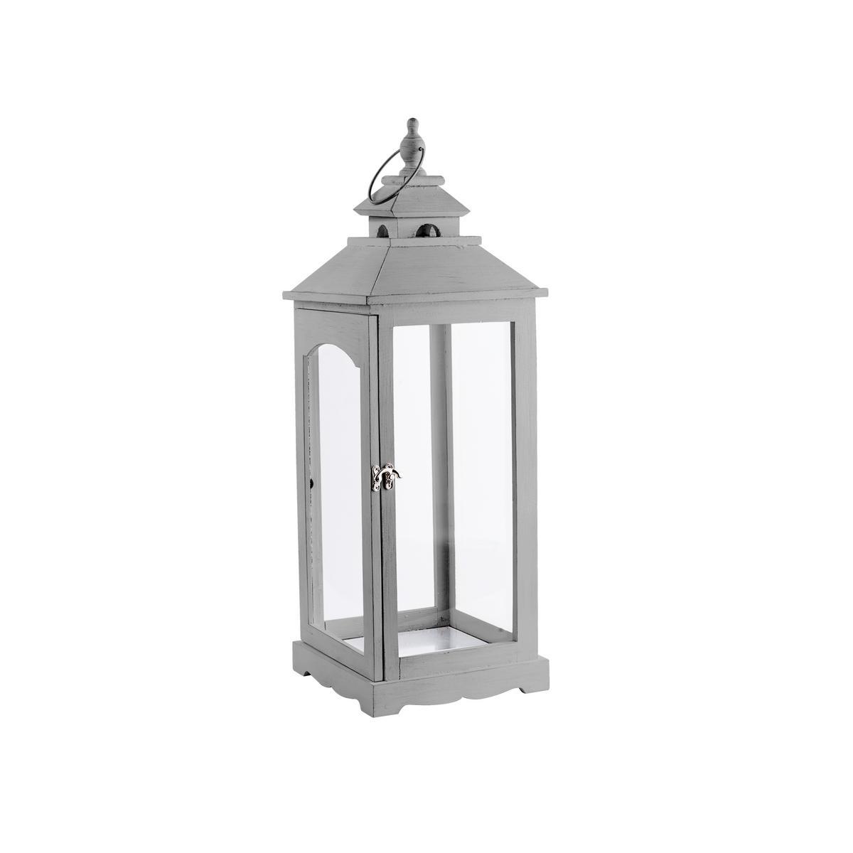 Lanterne charme - Bois - 21.5 x 21.5 x H 64.5 cm - Gris Lanterne charme - Bois - 21.5 x 21.5 x H 64.5 cm - Gris
