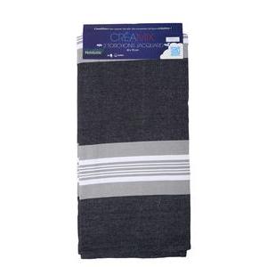 2 torchons jacquard - 50 x 70 cm - Gris