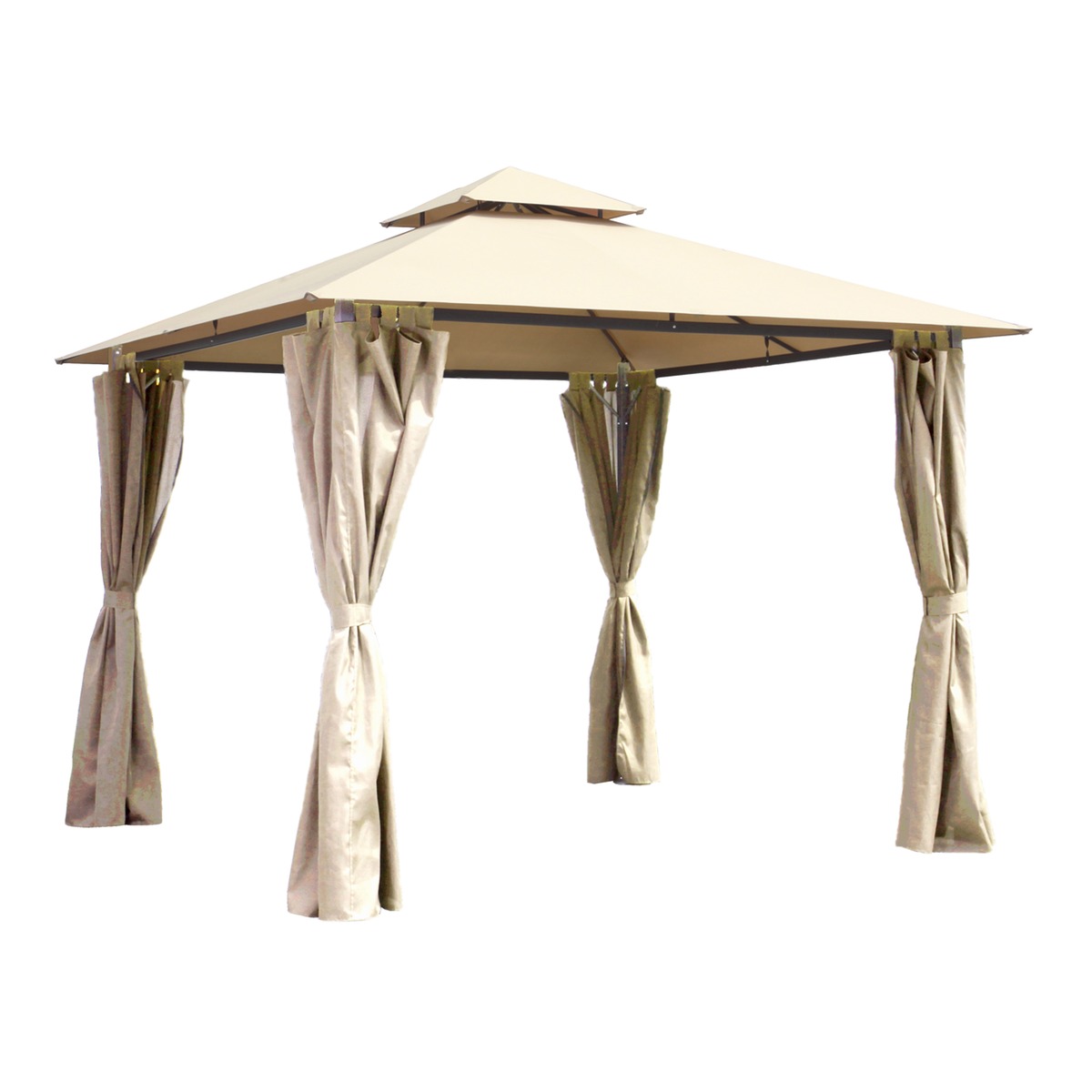 Tonnelle Gus - 3 x 3 x H 2,65 m - beige et marron Tonnelle Gus - 3 x 3 x H 2,65 m - beige et marron
