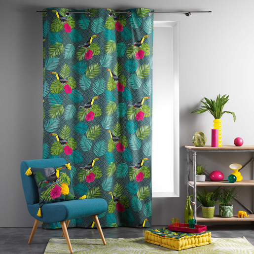 Rideau A œillets Domingo 140 X 240 Cm Vert Bleu Rose Rideaux Et Voilages La Foir Fouille