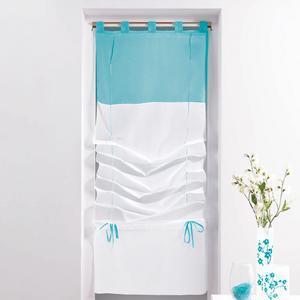 Voile store - 45 x H 180 cm - Blanc et bleu azur