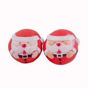 2 balles pour chiens Père-Noël - Vinyle - Ø 8 cm - Rouge et blanc