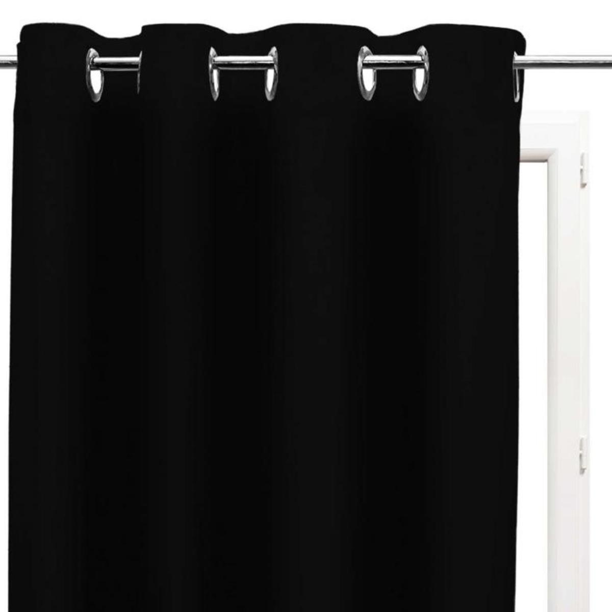 Rideau à oeillets - 135 x 250 cm - Alix noir infroissable Rideau à oeillets - 135 x 250 cm - Alix noir infroissable