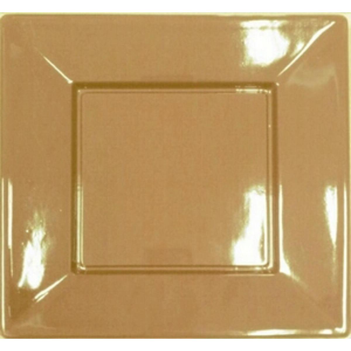 Assiette carrée doré 18 x 18 cm x 8 unités