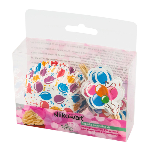 20 caissettes + piques décoratifs ballons - Multicolore 20 caissettes + piques décoratifs ballons - Multicolore
