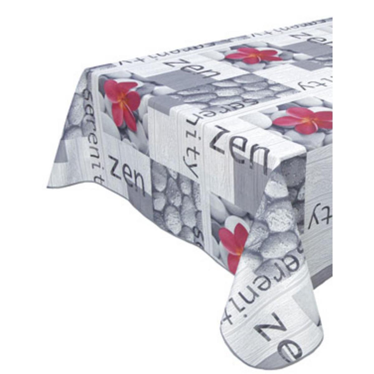 Toile cirée carrée - 100 % Polyester - 180 x 180 cm - Gris et blanc Toile cirée carrée - 100 % Polyester - 180 x 180 cm - Gris et blanc