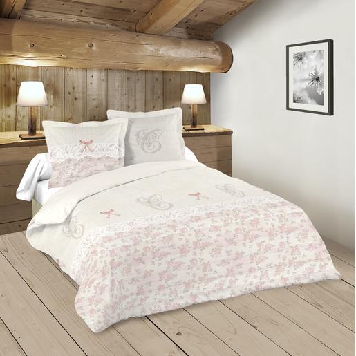 Housse De Couette Camelia Beige Rose Linge De Lit La Foir