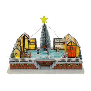 Village avec patinoire LED - 19 x L 30.5 x H 21 cm