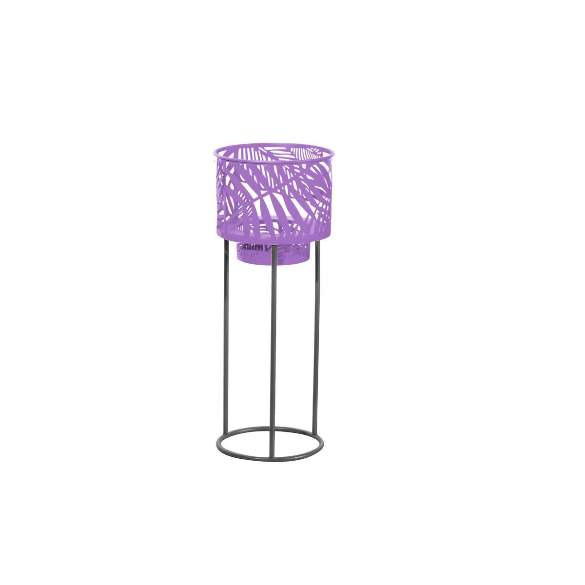 Porte-plante sur pied ajouré -  ø 19 x H 48.5 cm - Violet - MOOREA