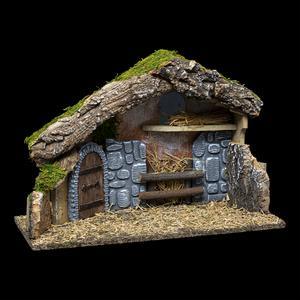 Creche De Noël Vide Bois+Résine H24 cm