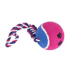 Balle de tennis XL à corde - 47 x 15 x 15 cm - Rose, bleu