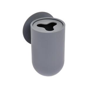 Gobelet porte brosse à dents à ventouse - ø 7 x H 11 cm - Gris