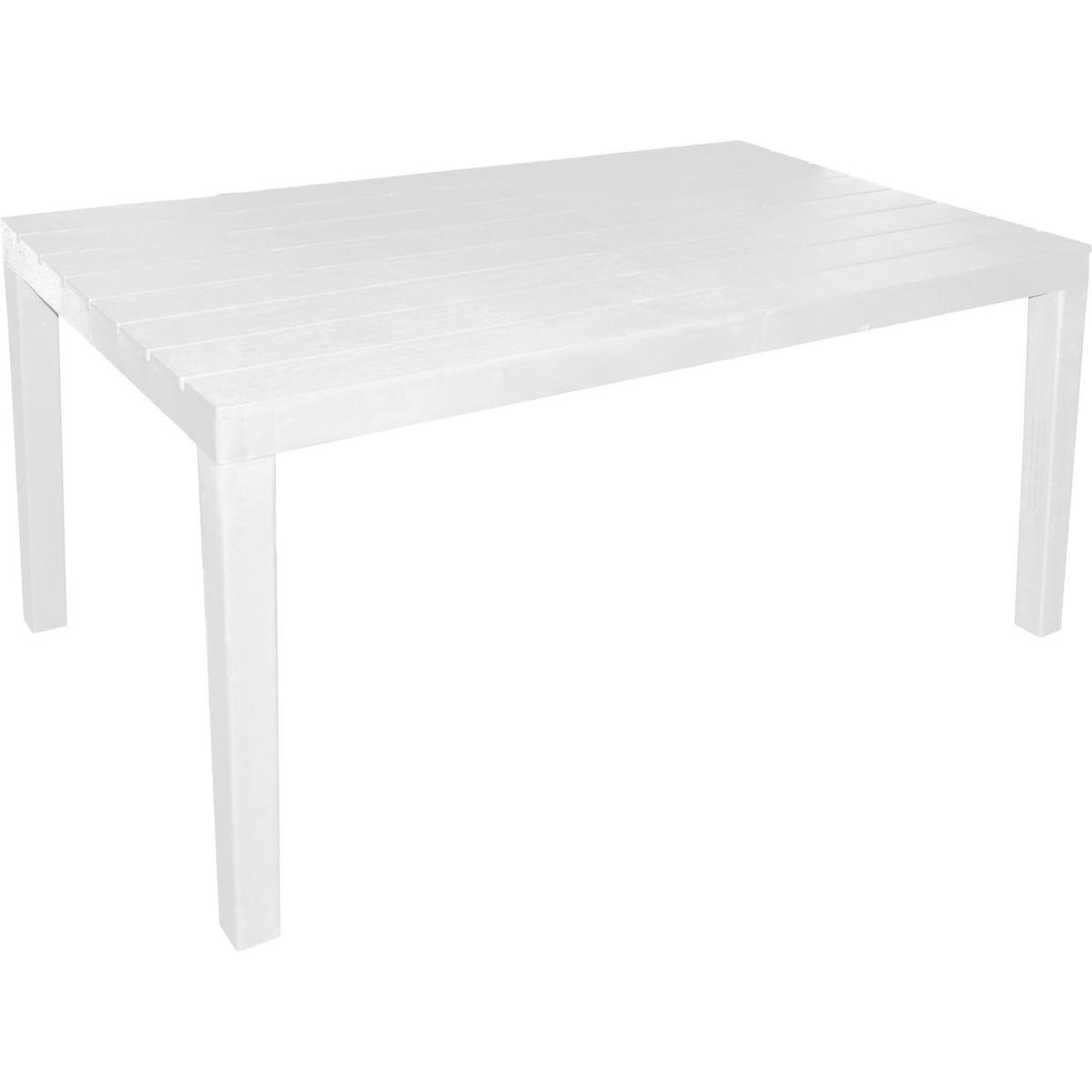 table imitation bois 138 x 78 x h 72 cm blanc plein air collection 2021 la foir fouille