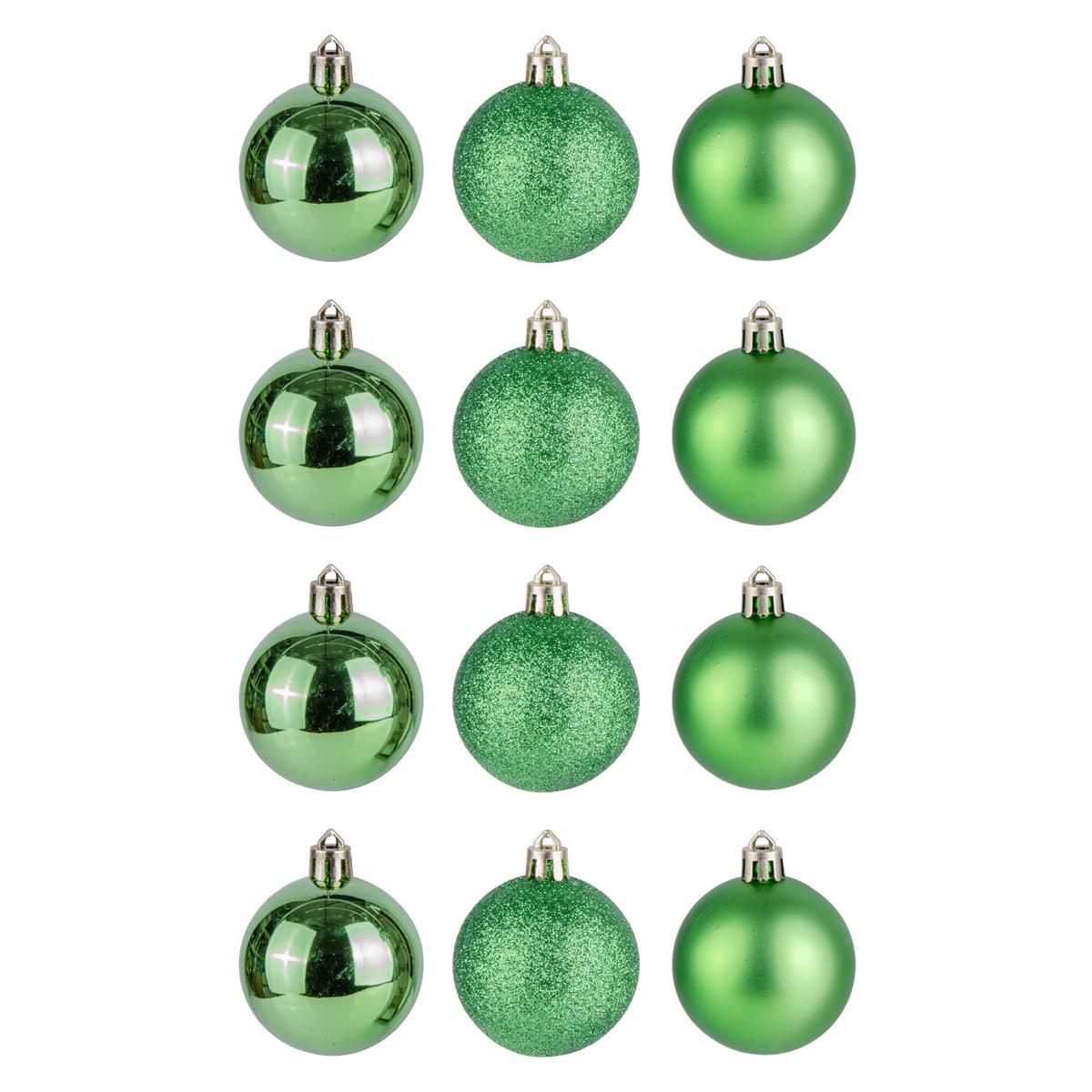 Lot de 12 boules - Plastique - Ø 5 cm - Vert Lot de 12 boules - Plastique - Ø 5 cm - Vert