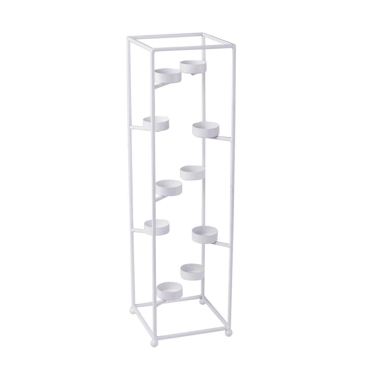 Photophore design - Acier - 13,8 x 13,8 x H 32 cm - Blanc Photophore design - Acier - 13,8 x 13,8 x H 32 cm - Blanc