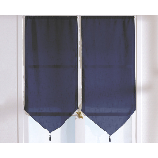 Paire de vitrages - 100 % polyester - 60 x 120 cm - Bleu Paire de vitrages - 100 % polyester - 60 x 120 cm - Bleu