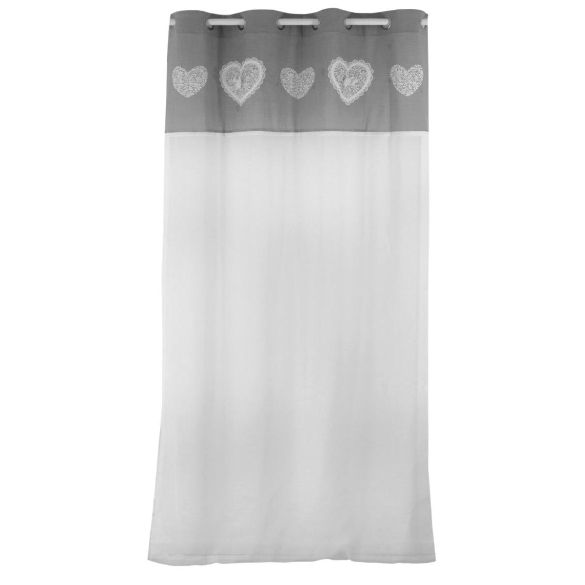 panneau voile cœurs a œillets 140 x 240 cm gris rideaux et voilages la foir fouille