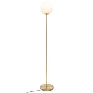 Lampadaire droit métal et verre dris doré H 134 cm