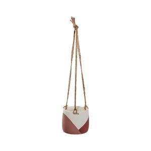 Cache-pot suspendu motif graphique - Ø 11 x H 10.5 cm - Terracotta, brique - MOOREA