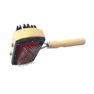 Brosse cadre double - Bois et métal - 18 x 10 x H 5 cm - Marron