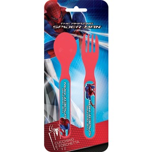 Set de 2 couverts The amazing Spider-man en plastique - 13,8 cm - Multicolore