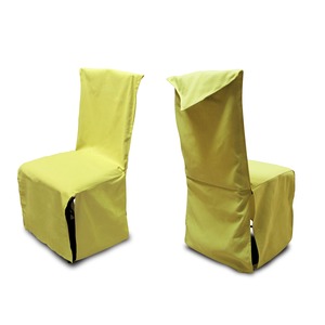 Housse de chaise en coton recyclé uni - 46 x 45 x H 105 cm - Vert anis