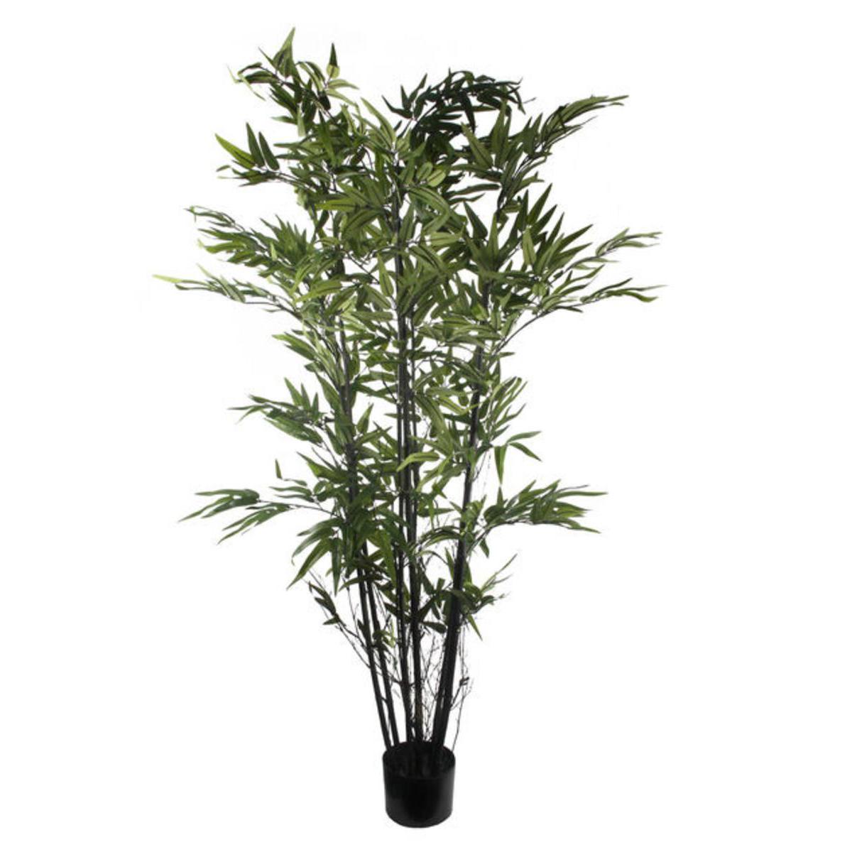 7 troncs bambou avec feuilles - Plastique Bambou Polyester - H 150 cm -Vert