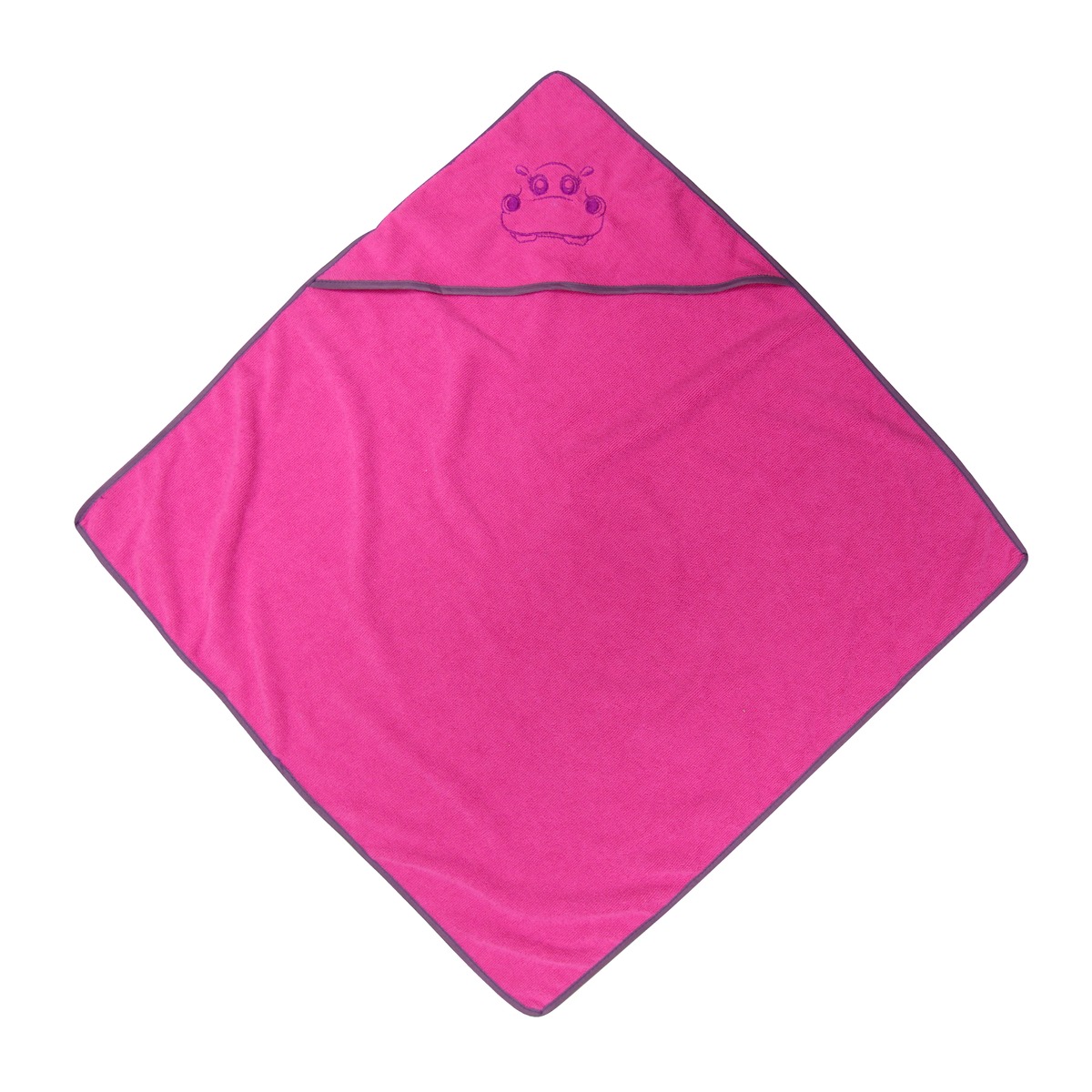 Cape de bain enfant avec capuche - Maille polaire - 75 x 75 cm - Rose